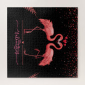 ラウンドピンクフラミンゴ枕 ジグソーパズル (横)