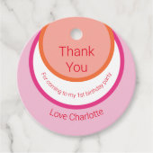 ラウンドピンク1歳の誕生日 フェイバータグ (正面)