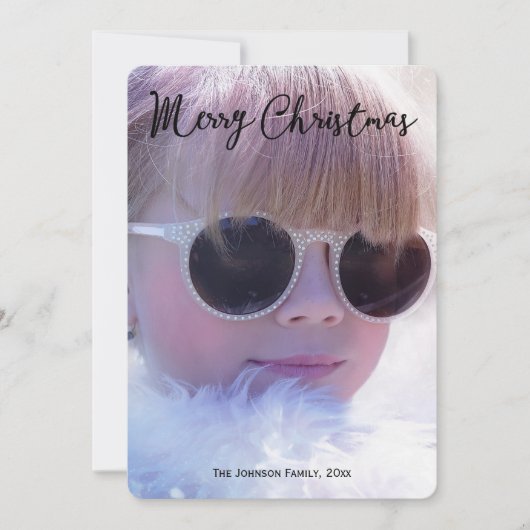 ラウンドファミリーフォトクリスマス シーズンカード (正面)