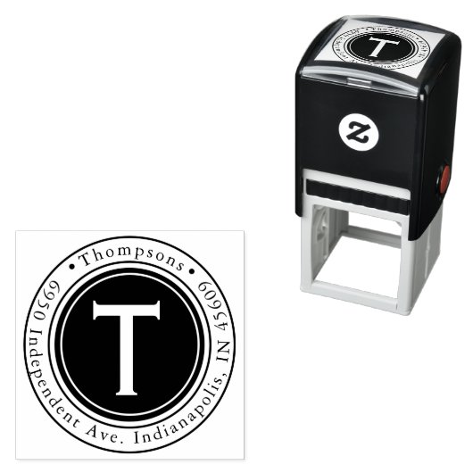 ラウンドファミリ名差出人住所自己手書きスタンプ セルフインキングスタンプ (インサイチュ)