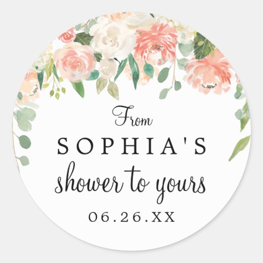 ラウンドフェイスステッかわいらしク – Peach ラウンドシール (正面)