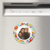 ラウンドフォトかわいらしワイルドフラワーフレームと文字マグン マグネット (インサイチュ (食洗機))