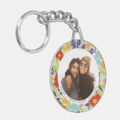 ラウンドフォトかわいらしワイルドフラワーフレームと文字 キーホルダー (正面左)