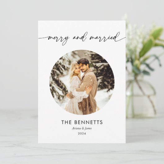 ラウンドフォトニューメリーリュウズ&ク結婚したリスマス シーズンカード (スタンド正面)