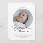 ラウンドフォトバプテスマ招待状 招待状 (正面/裏面)