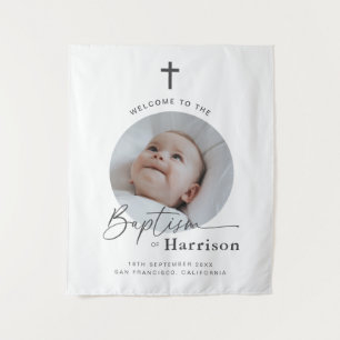 ラウンドフォトバプテスマ – ウェルカムサイン タペストリー