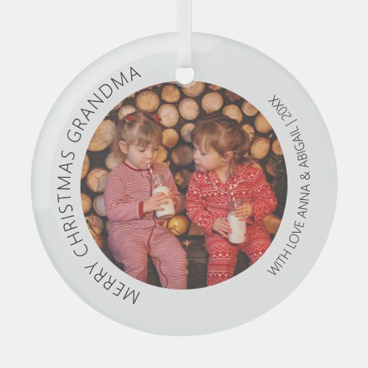 ラウンドフォトパーソナライズされたクリスマス ガラスオーナメント (正面)