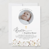 ラウンドフォトワイルドフラワーバプテスマ招待状 招待状 (正面)