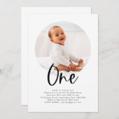 ラウンドフォトワン誕生日招待状 招待状 (正面/裏面)