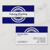 ラウンドフラワー – 深いネイビーブルー 名刺 (正面/裏面)