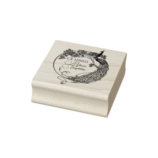 ラウンドフレームの孔雀アールヌーボーexライブラリ名 ラバースタンプ (スタンプ)