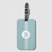 ラウンドフレームカスタマイズ可能なモノグラムのライトブルーフローラ ラゲッジタグ (正面縦)
