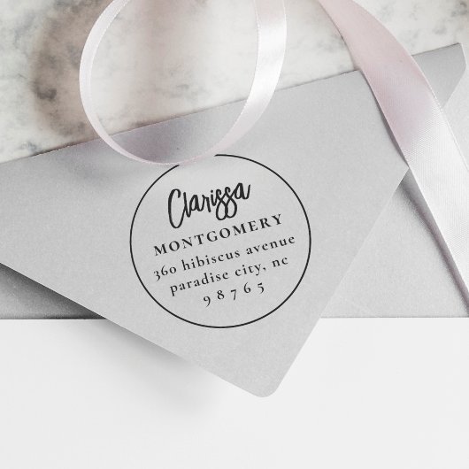 ラウンドフレームボー名前をカスタムする&差出人住所 ラバースタンプ