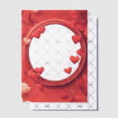 ラウンドフレーム赤いハート ベラム紙招待状 (オフセット (招待状))