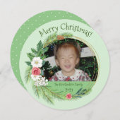 ラウンドフローラエレガンスフォトクリスマス シーズンカード (正面/裏面)