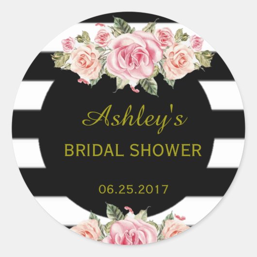 ラウンドフローラシックストライプのヴィンテージ優先ラベル ラウンドシール (正面)