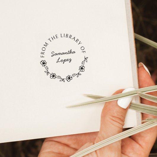 ラウンドフローラスクリプトライブラリブック ラバースタンプ