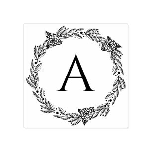 ラウンドフローラパーソナライズされたモノグラムゴム印 ラバースタンプ