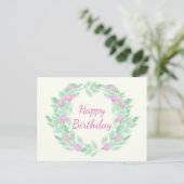 ラウンドフローラフレームハッピーバースデー。 シーズンポストカード (スタンド正面)