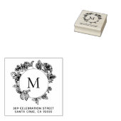 ラウンドフローラフレームモノグラム&差出人住所 ラバースタンプ (押印)