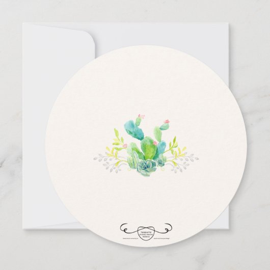 ラウンドブライダルデザートカクティウォーター素朴カラー 招待状 (裏面)