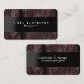 ラウンドブラウンウッドブラックモダンスタイルミニマリスト 名刺 (正面/裏面)