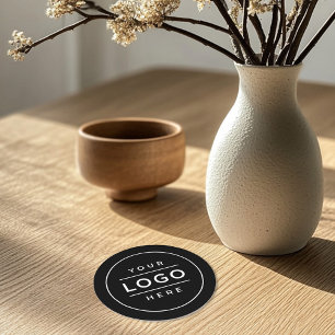 ラウンドブラックカスタムビジネスロゴブランド ラウンドペーパーコースター