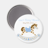 ラウンドブルー揺動馬赤ちゃんシャワーマグネット マグネット (正面/裏面)