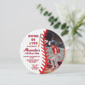 ラウンドベースボールゲームをテーマにした子供とティーンの誕生日パーティー 招待状 (スタンド正面)