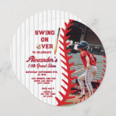 ラウンドベースボールゲームをテーマにした子供とティーンの誕生日パーティー 招待状 (正面/裏面)