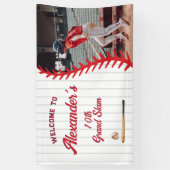 ラウンドベースボールゲームをテーマにした子10代のどもの誕生日パーティー 横断幕 (縦)