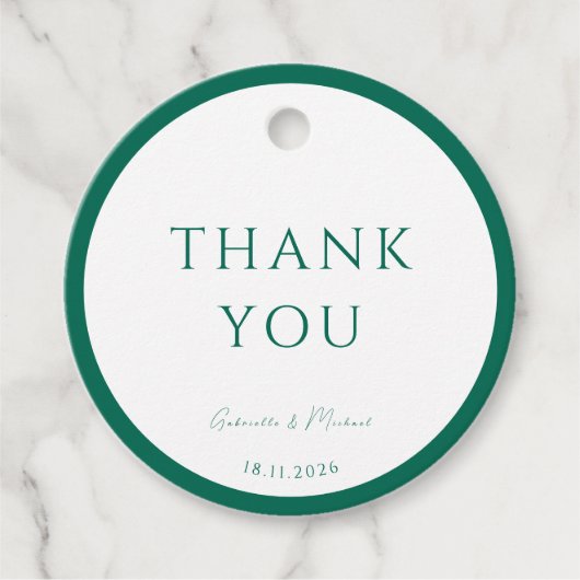 ラウンドホワイトとエメラルドグリーンありがとう フェイバータグ (正面)