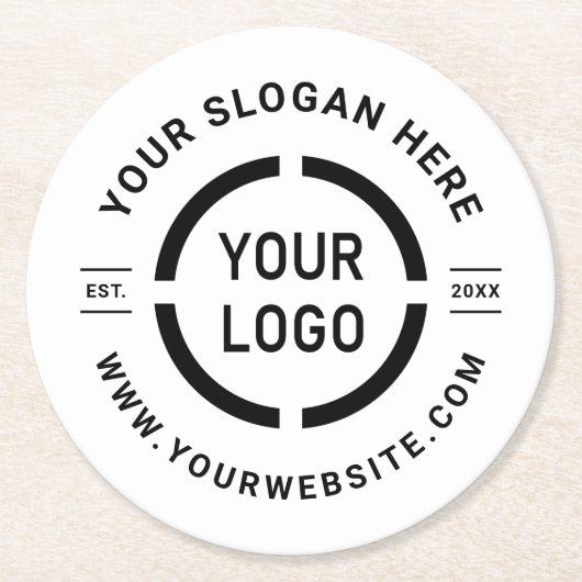 ラウンドホワイトカスタムロゴのブランドプロモーション ラウンドペーパーコースター (正面)