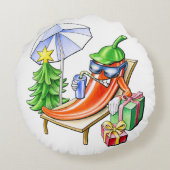 ラウンドホワイトクリおもしろいスマスチリスケッチ ラウンドクッション (裏面)