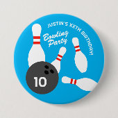 ラウンドボウリングボール誕生日パーティーのピンバックボタン 缶バッジ (正面)