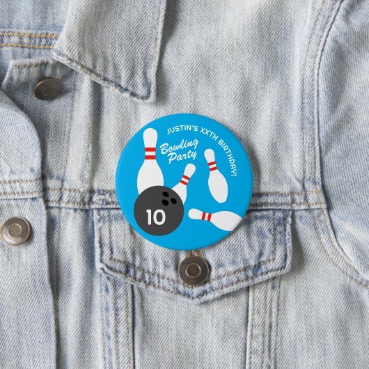 ラウンドボウリングボール誕生日パーティーのピンバックボタン 缶バッジ (インサイチュ)