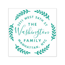 ラウンドボタニカルリースファミリーネーム差出人住所 セルフインキングスタンプ