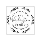 ラウンドボタニカルリースファミリーネーム差出人住所 ラバースタンプ (インプリント)