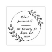 ラウンドボタニカルリース葉のアドレス セルフインキングスタンプ (デザイン)