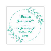ラウンドボタニカルリース葉のアドレス セルフインキングスタンプ (デザイン)