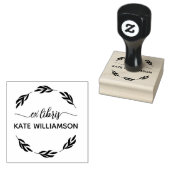 ラウンドボタニカルリースEx libris ラバースタンプ (押印)