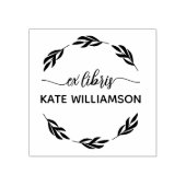 ラウンドボタニカルリースEx libris ラバースタンプ (インプリント)