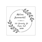 ラウンドボタニカル葉リースアドレス ラバースタンプ (インプリント)