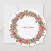 ラウンドポインセチアリースクリスマスフォトカード 案内状 (裏面)