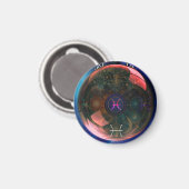 ラウンドマグネット – 〔占星術の〕十二宮図テーマ – 魚座 マグネット (正面/裏面)