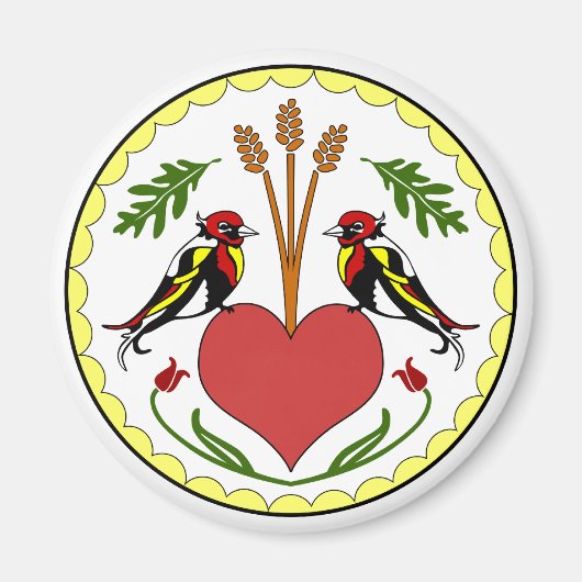 ラウンドマグネット – 長い幸せな人間関係六角 マグネット (正面)