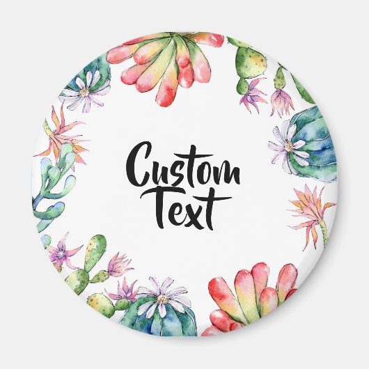 ラウンドマグネット – Cacti & Succとカスタム文字 マグネット (正面)