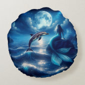 ラウンドマーメイドアンドドルフィン装飾用クッション ラウンドクッション (裏面)