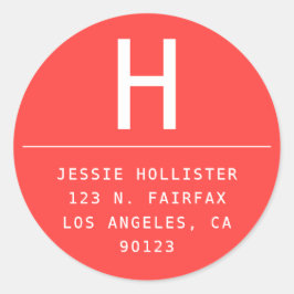 ラウンドミニマリストコーラルレッド差出人住所 ラウンドシール