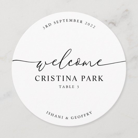 ラウンドミニマル結婚リストズゲスト座席表 メニュー (正面)